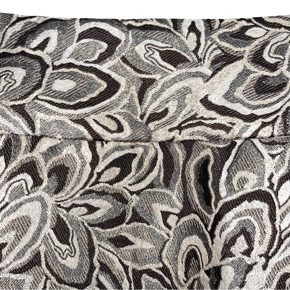 Ann Taylor LOFT skirt, brown/cream/gold metallic print, zipper on side, lined - Picture 2 of 9